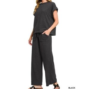 New Zenana Slub Top & Pant Set